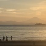 「写真　江ノ島と海と富士山」夕焼けが綺麗だ。